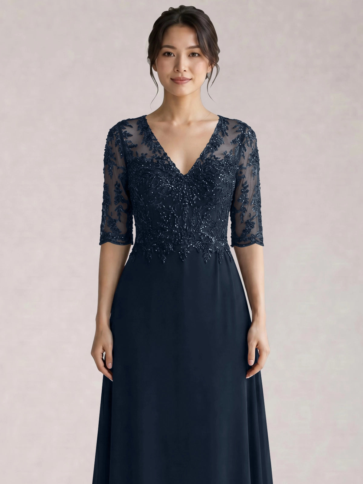 Lace Mother of the Bride Dress with Half Sleeves