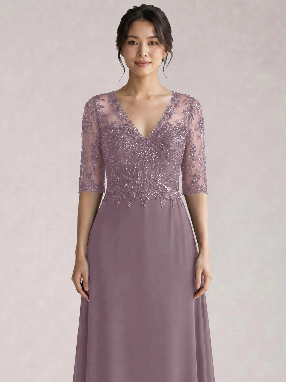 Lace Mother of the Bride Dress with Half Sleeves