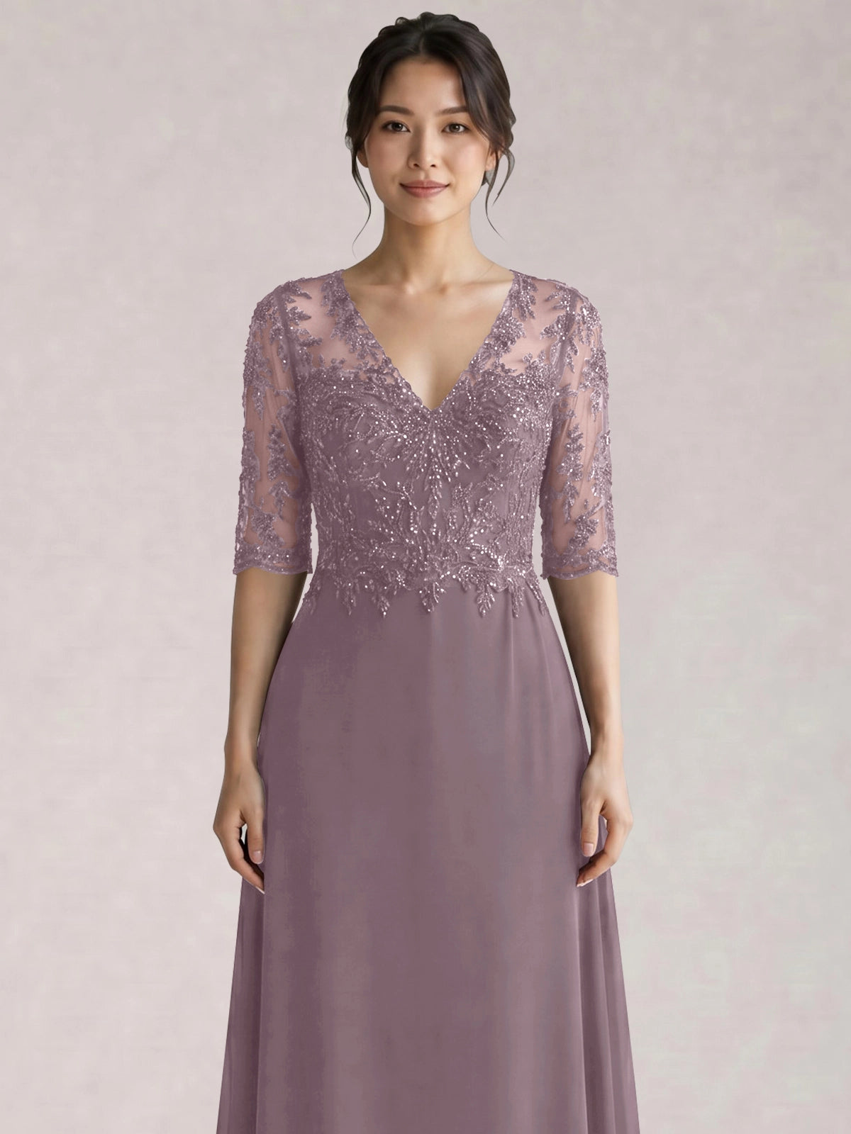 Lace Mother of the Bride Dress with Half Sleeves