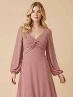 A-line Bridesmaid Dress with Long Sleeves 