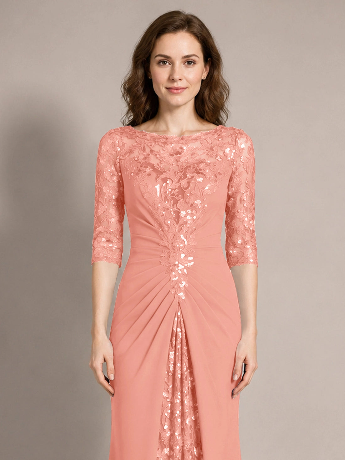 Lace Mother of the Bride Dress with Applique 