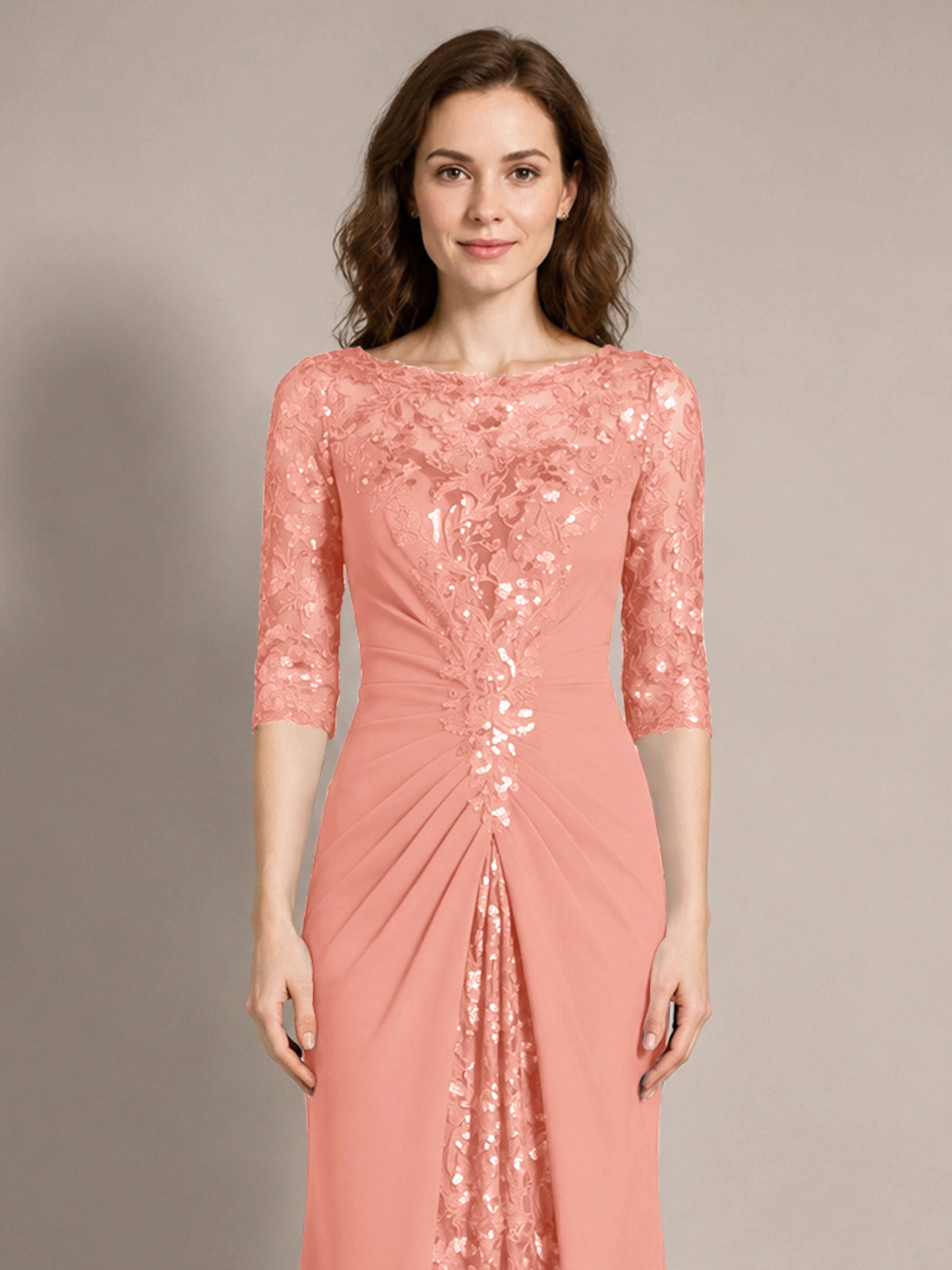 Lace Mother of the Bride Dress with Applique 