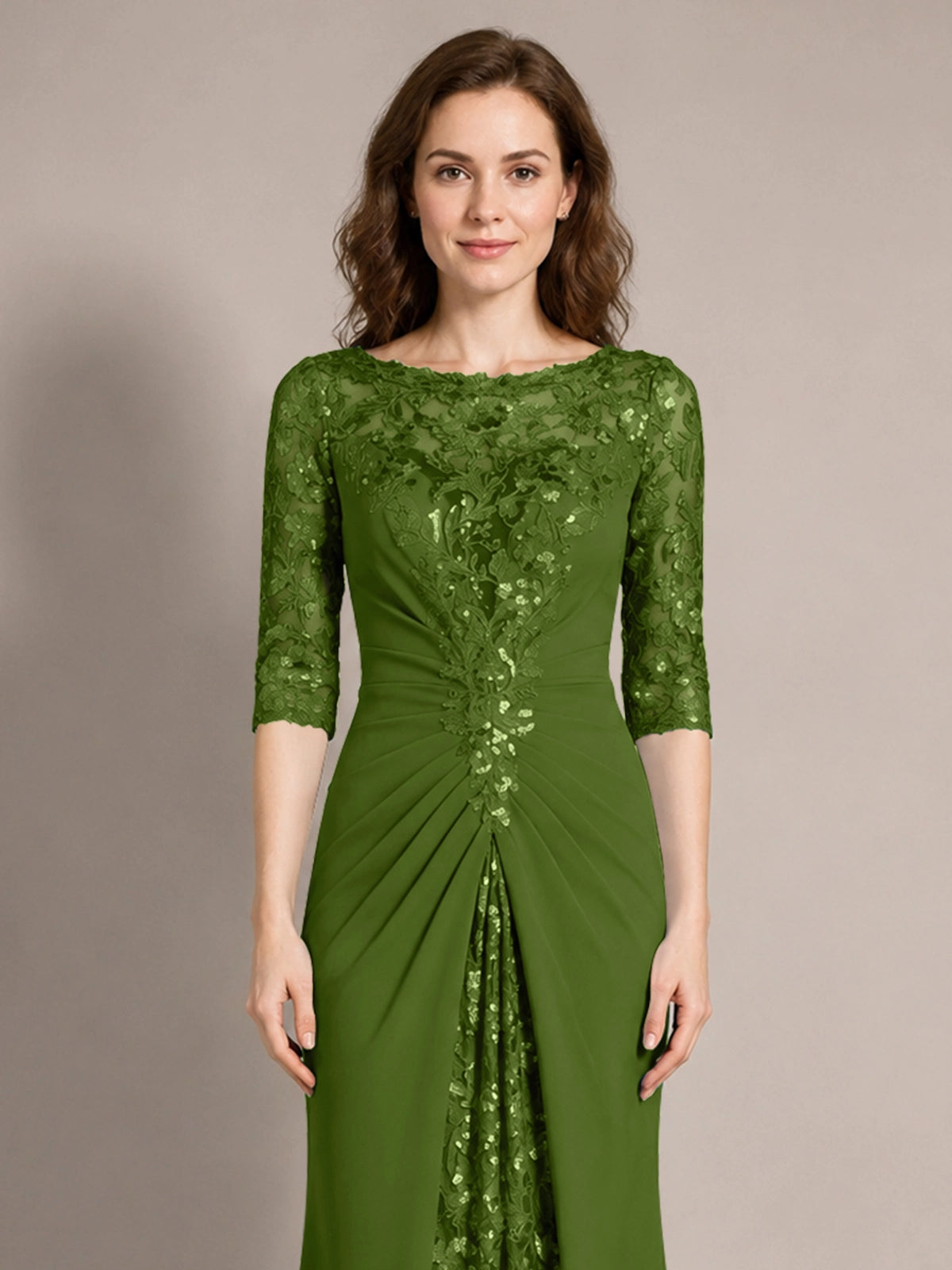 Lace Mother of the Bride Dress with Applique 