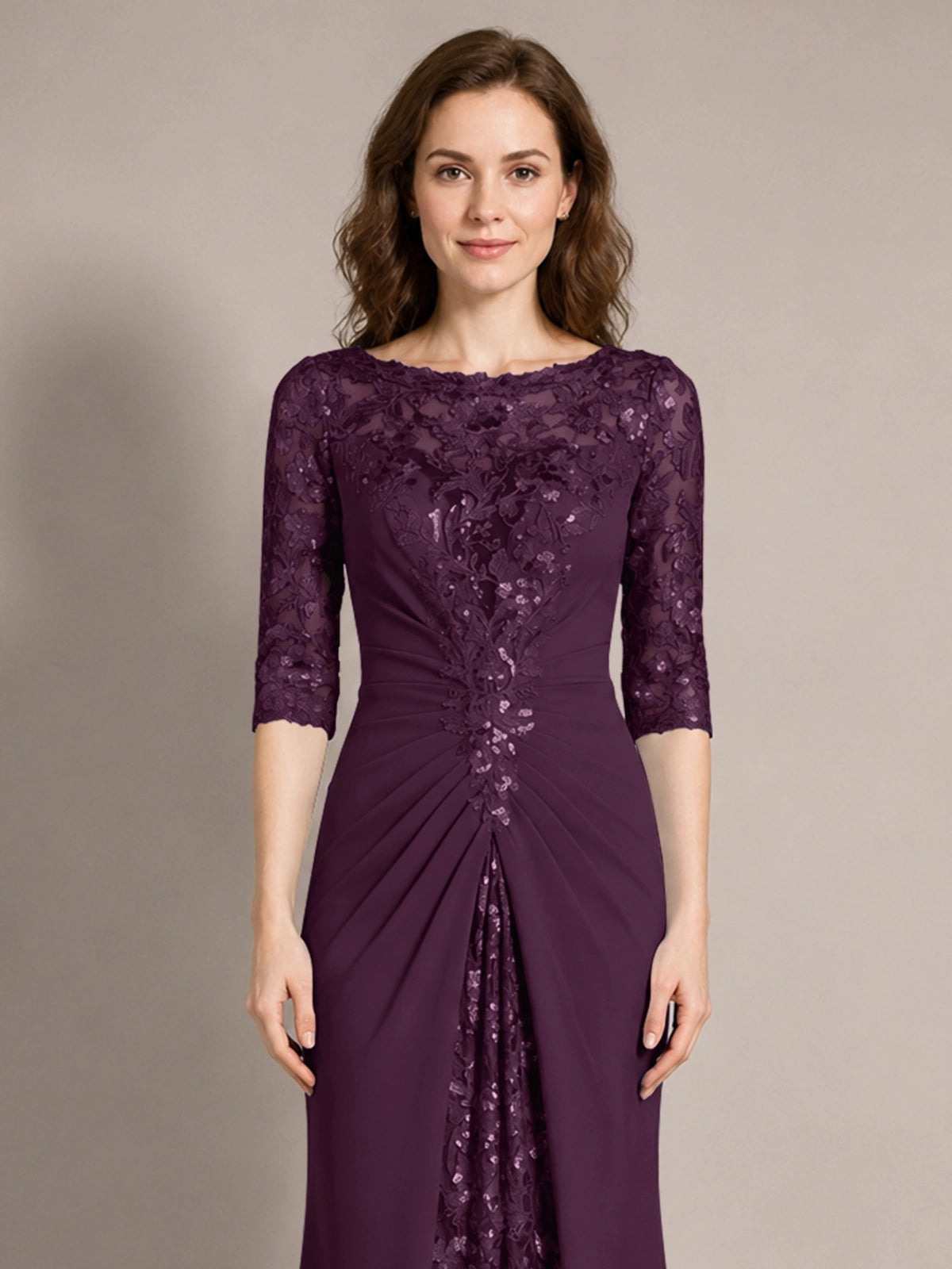 Lace Mother of the Bride Dress with Applique 