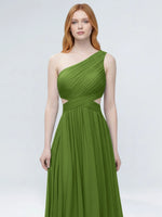 One-Shoulder Side Cut-Out Bridesmaid Dress 