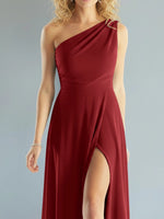 One-Shoulder Bridesmaid Dress with Slit