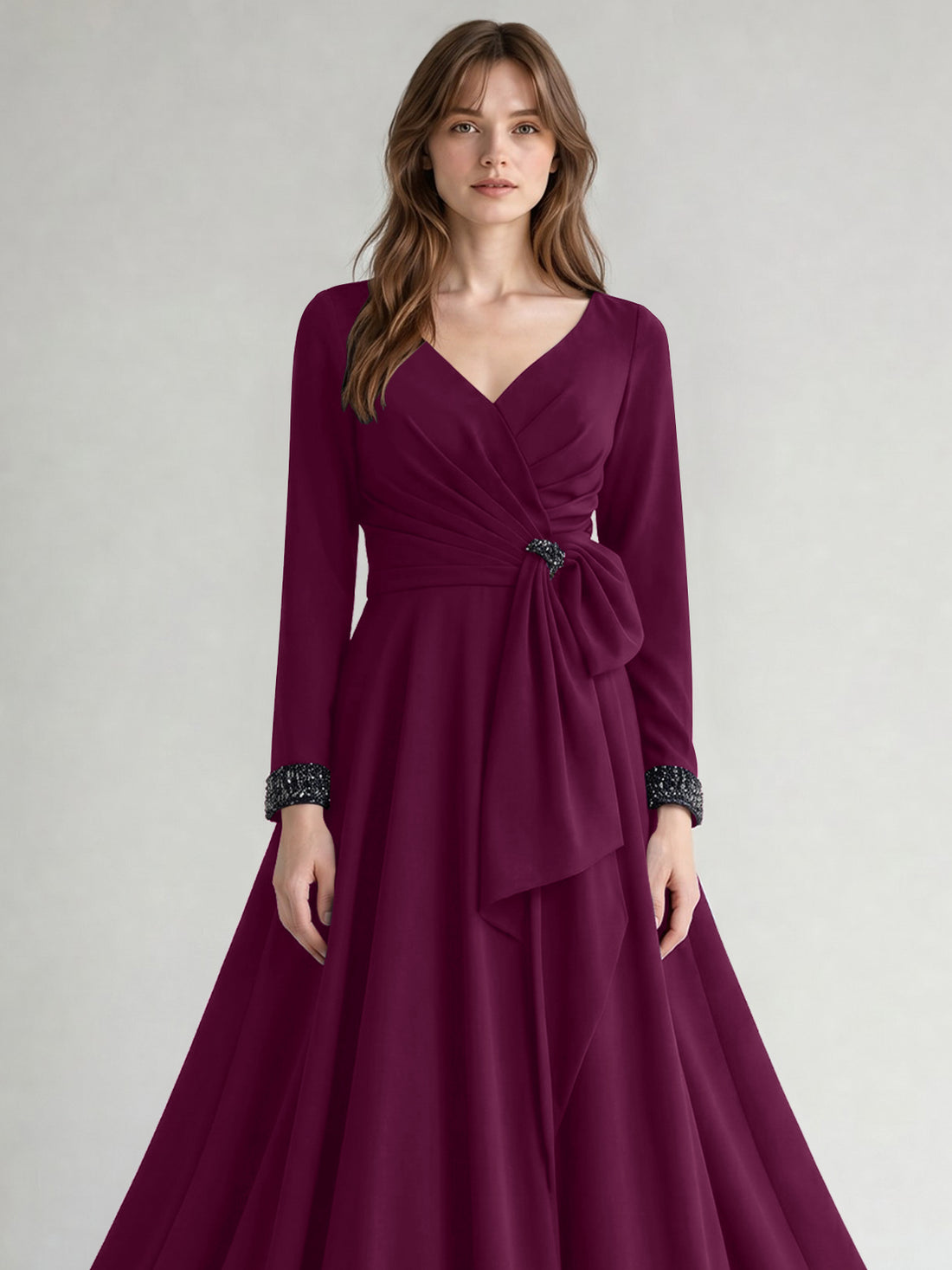 Stretch Satin Mother of the Bride Dress with Crystal