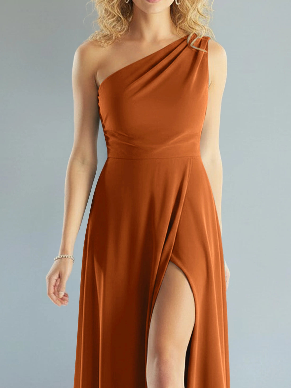 One-Shoulder Bridesmaid Dress with Slit