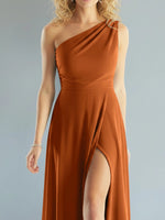 One-Shoulder Bridesmaid Dress with Slit