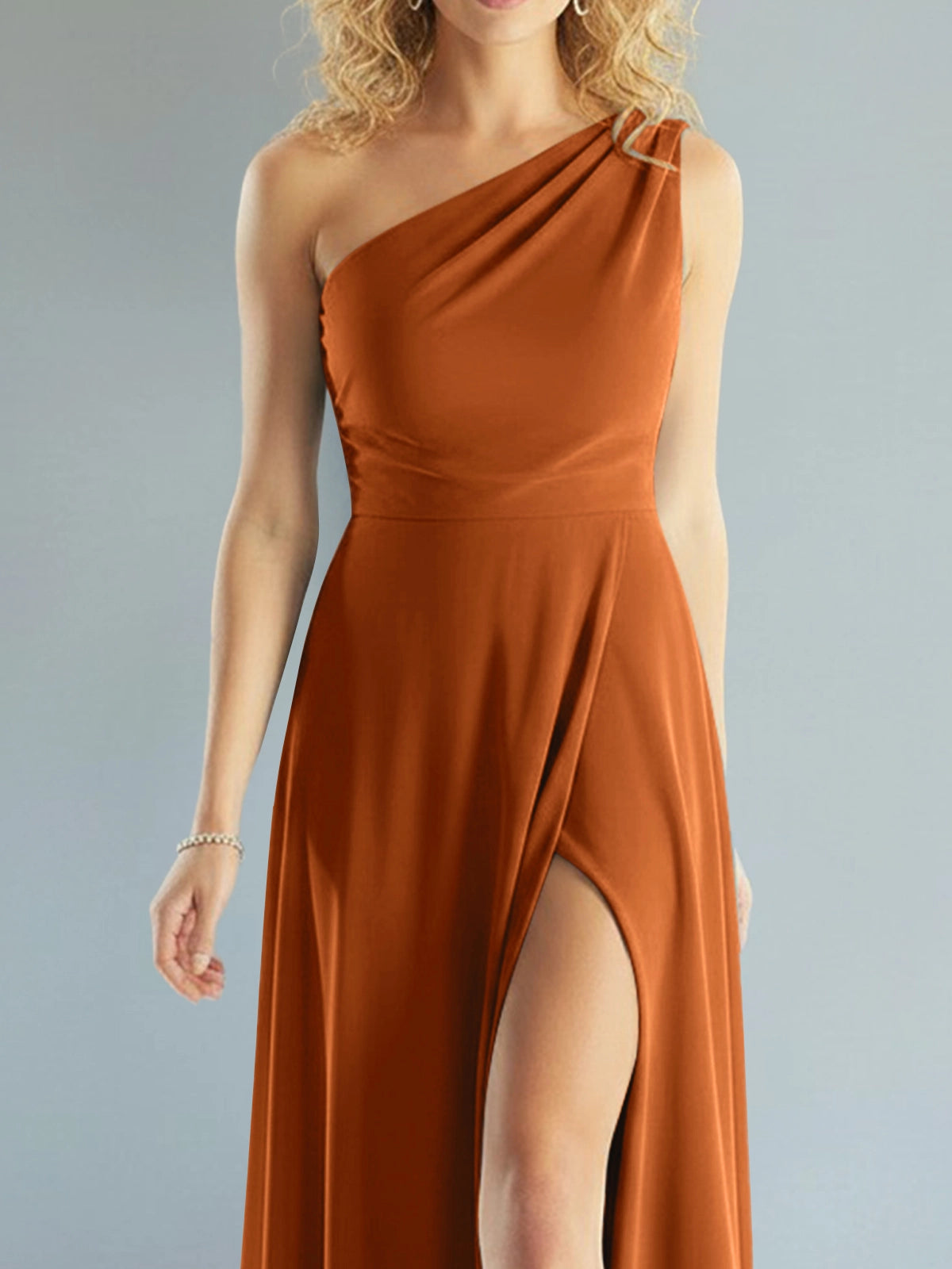 One-Shoulder Bridesmaid Dress with Slit