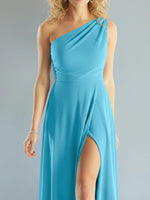 One-Shoulder Bridesmaid Dress with Slit