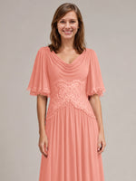 Cowl Neck Mother of the Bride Dress with Applique 