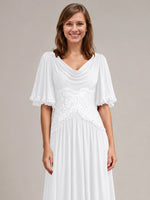 Cowl Neck Mother of the Bride Dress with Applique 