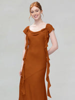 Flowy Ruffle Sheath Bridesmaid Dress 