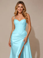 Silk-like Prom Dress with Appliques