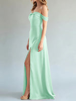 Off-the-Shoulder Slit Bridesmaid Dress 