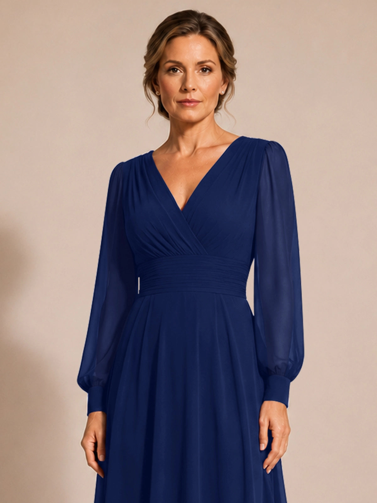 Chiffon Mother of the Bride Dress with Long Sleeves 
