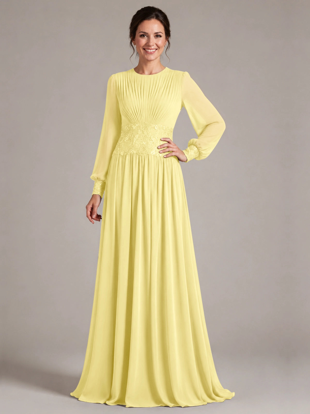 Chiffon Mother of the Bride Dress with Jewel Neckline 