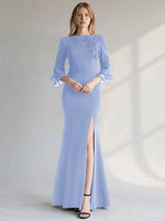 Chiffon Mother of the Bride Dress with 3/4 Sleeves