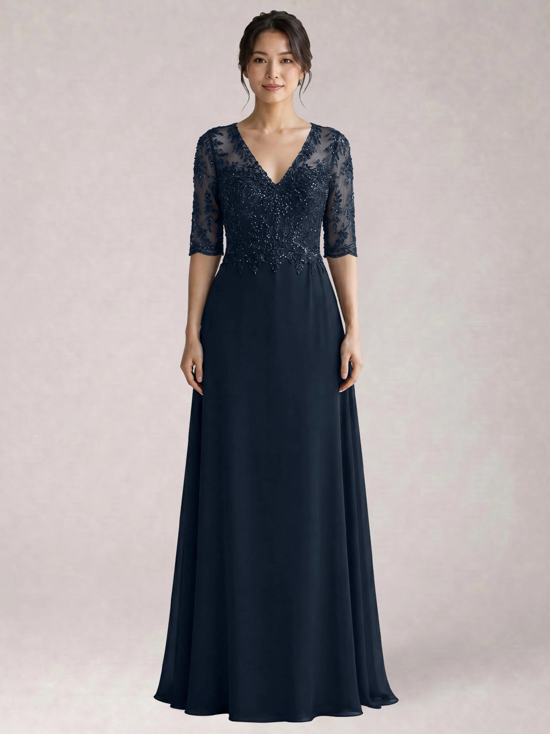 Lace Mother of the Bride Dress with Half Sleeves