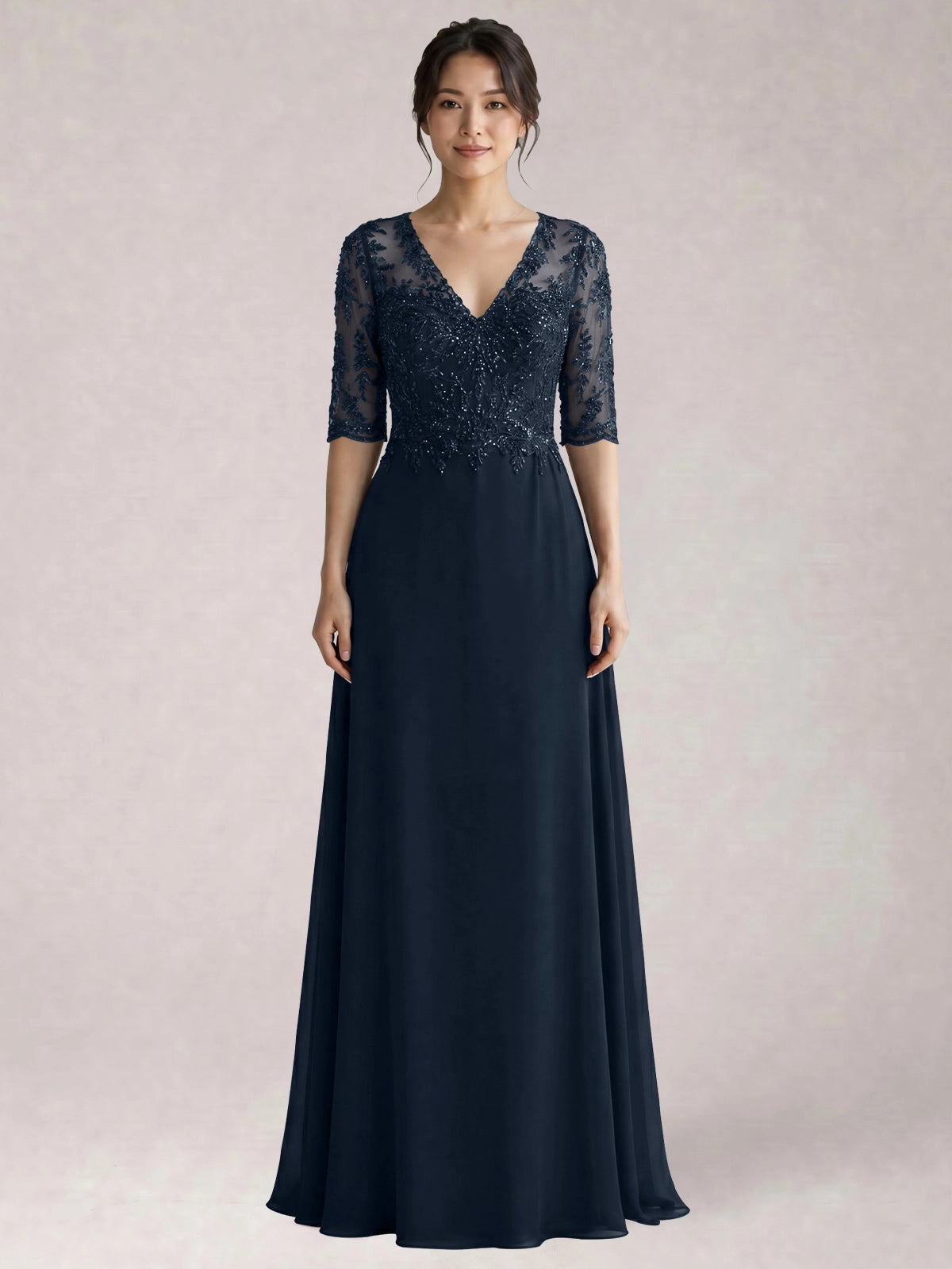 Lace Mother of the Bride Dress with Half Sleeves