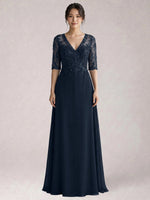 Lace Mother of the Bride Dress with Half Sleeves