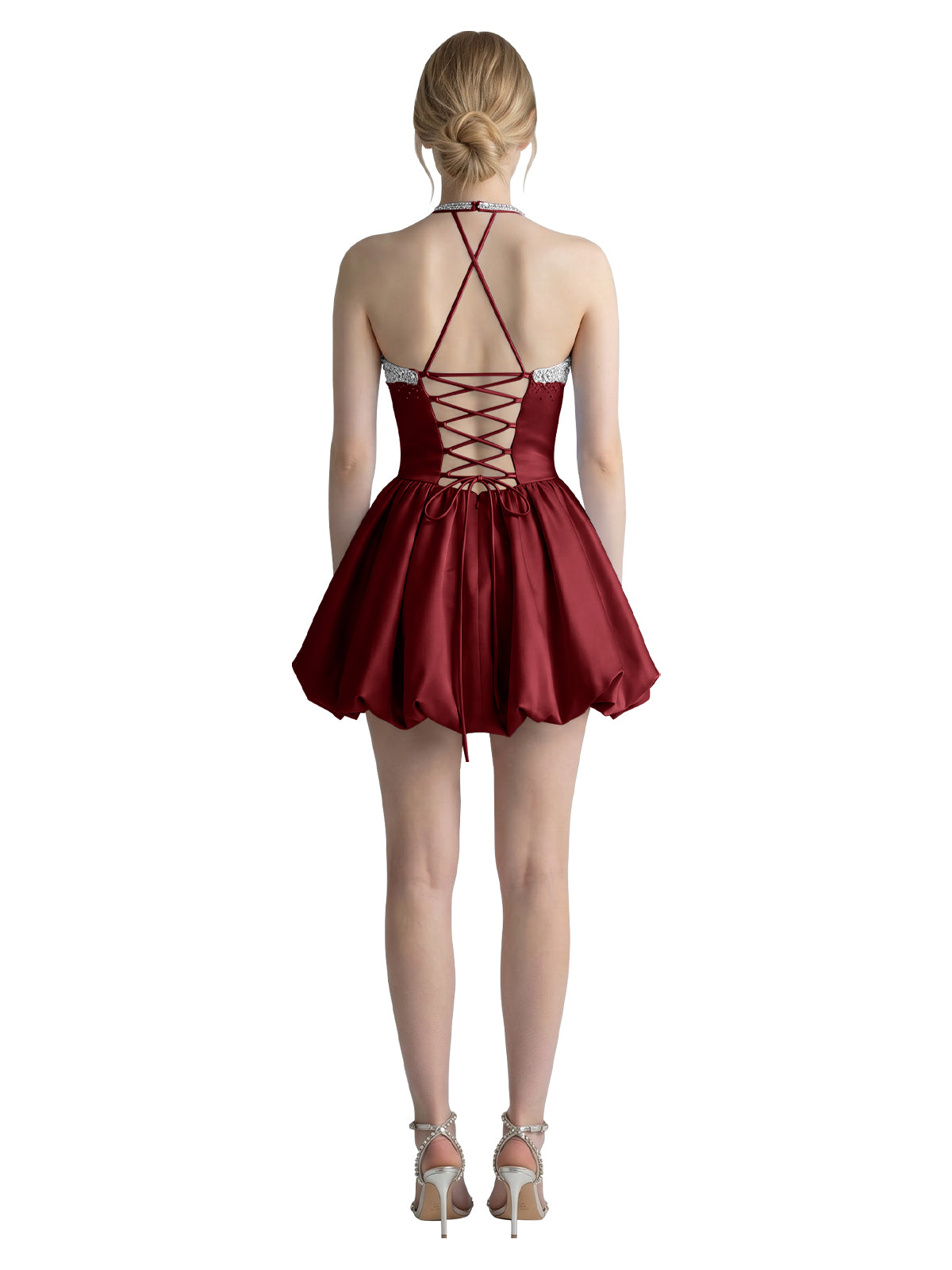 Beading Bubble Hem Mini Dress 