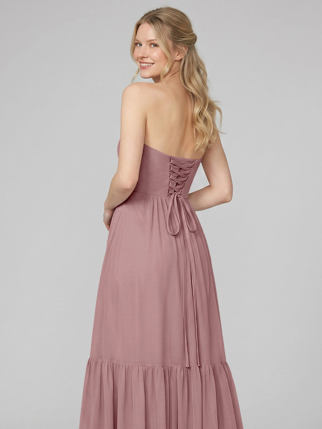 Strapless Bridesmaid Dress with Slit 