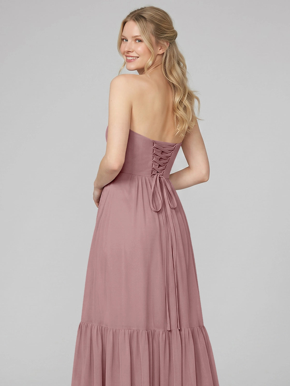 Strapless Bridesmaid Dress with Slit 