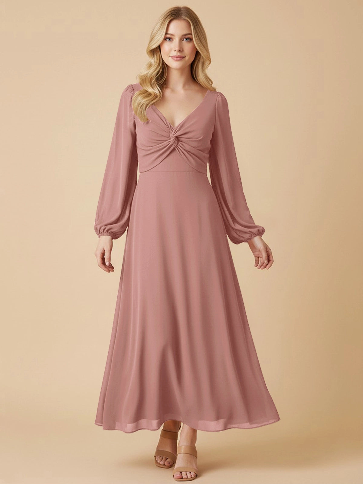 A-line Bridesmaid Dress with Long Sleeves 