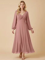 A-line Bridesmaid Dress with Long Sleeves 