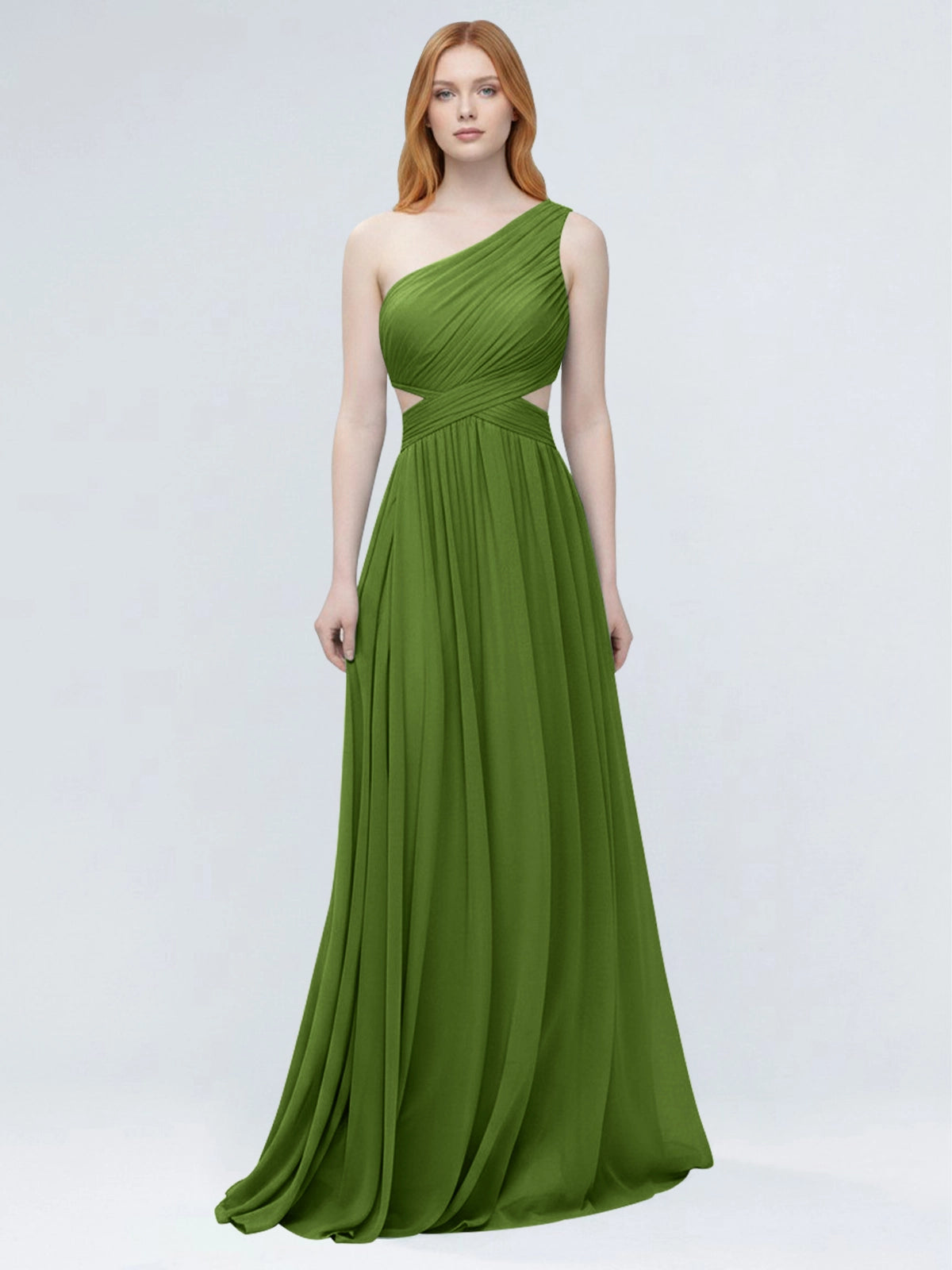 One-Shoulder Side Cut-Out Bridesmaid Dress 