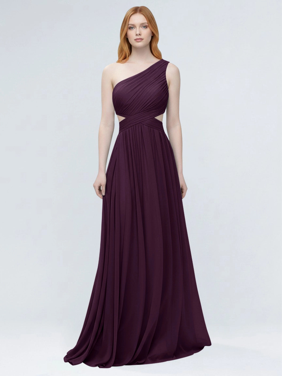 One-Shoulder Side Cut-Out Bridesmaid Dress 
