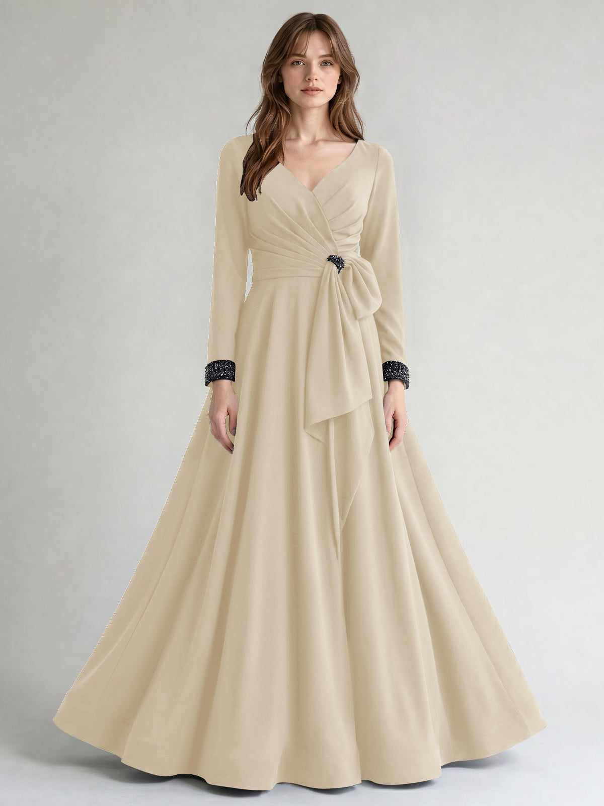 Stretch Satin Mother of the Bride Dress with Crystal