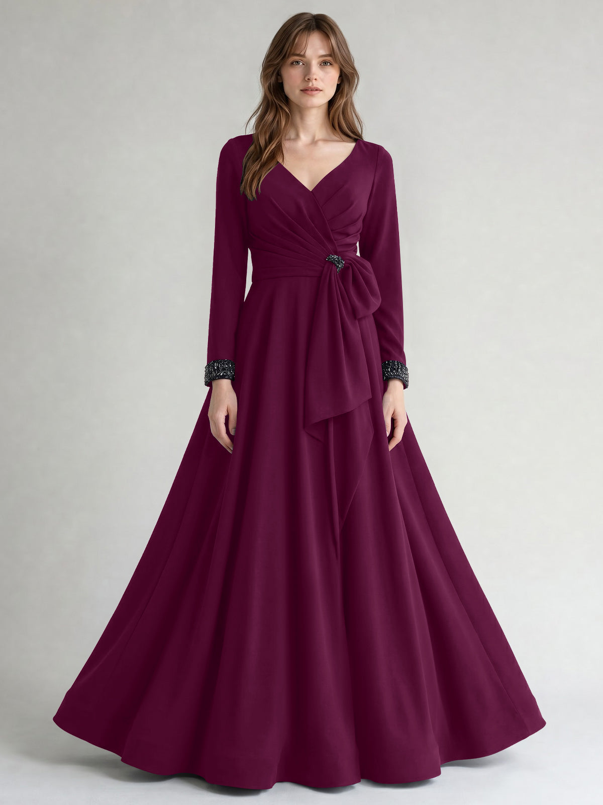 Stretch Satin Mother of the Bride Dress with Crystal