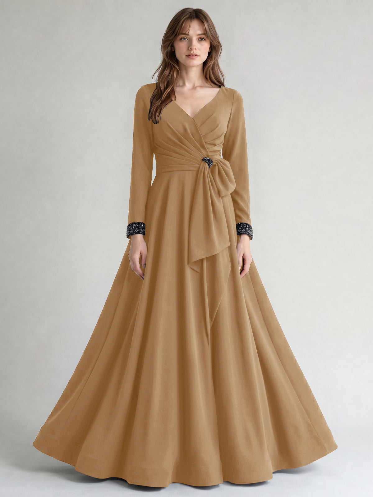 Stretch Satin Mother of the Bride Dress with Crystal