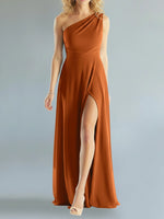 One-Shoulder Bridesmaid Dress with Slit