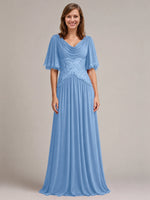 Cowl Neck Mother of the Bride Dress with Applique 
