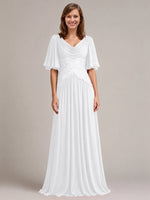 Cowl Neck Mother of the Bride Dress with Applique 