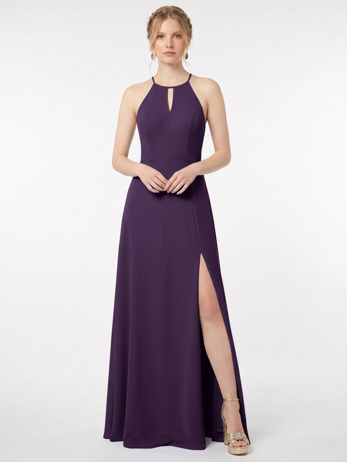 Chiffon Bridesmaid Dress with Halter 