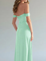 Off-the-Shoulder Slit Bridesmaid Dress 
