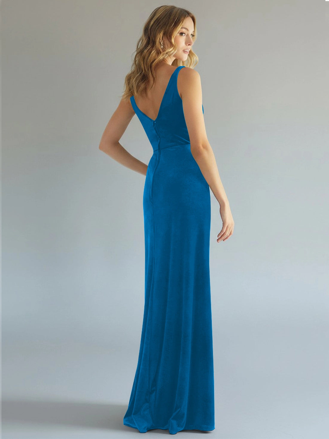 Velvet Bridesmaid Dress with Slit 