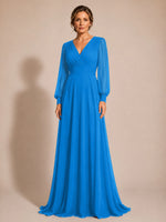 Chiffon Mother of the Bride Dress with Long Sleeves 