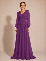 Chiffon Mother of the Bride Dress with Long Sleeves 