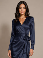 Silk-like Mother of the Bride Dress with Self-Tie Sash 