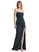Velvet Prom Dress with Beaded Applique 