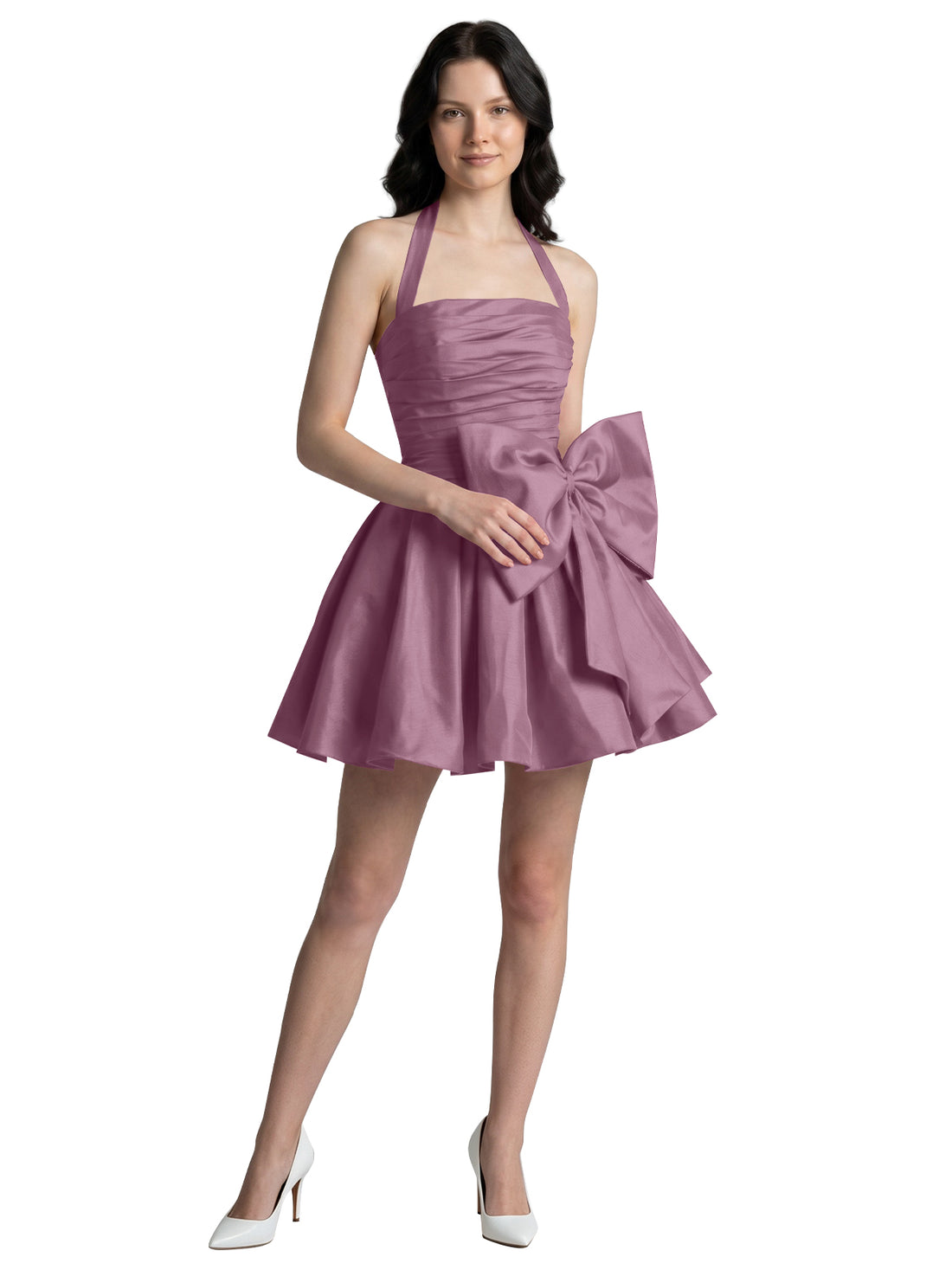 Halter Oversized Bow Mini Dress 