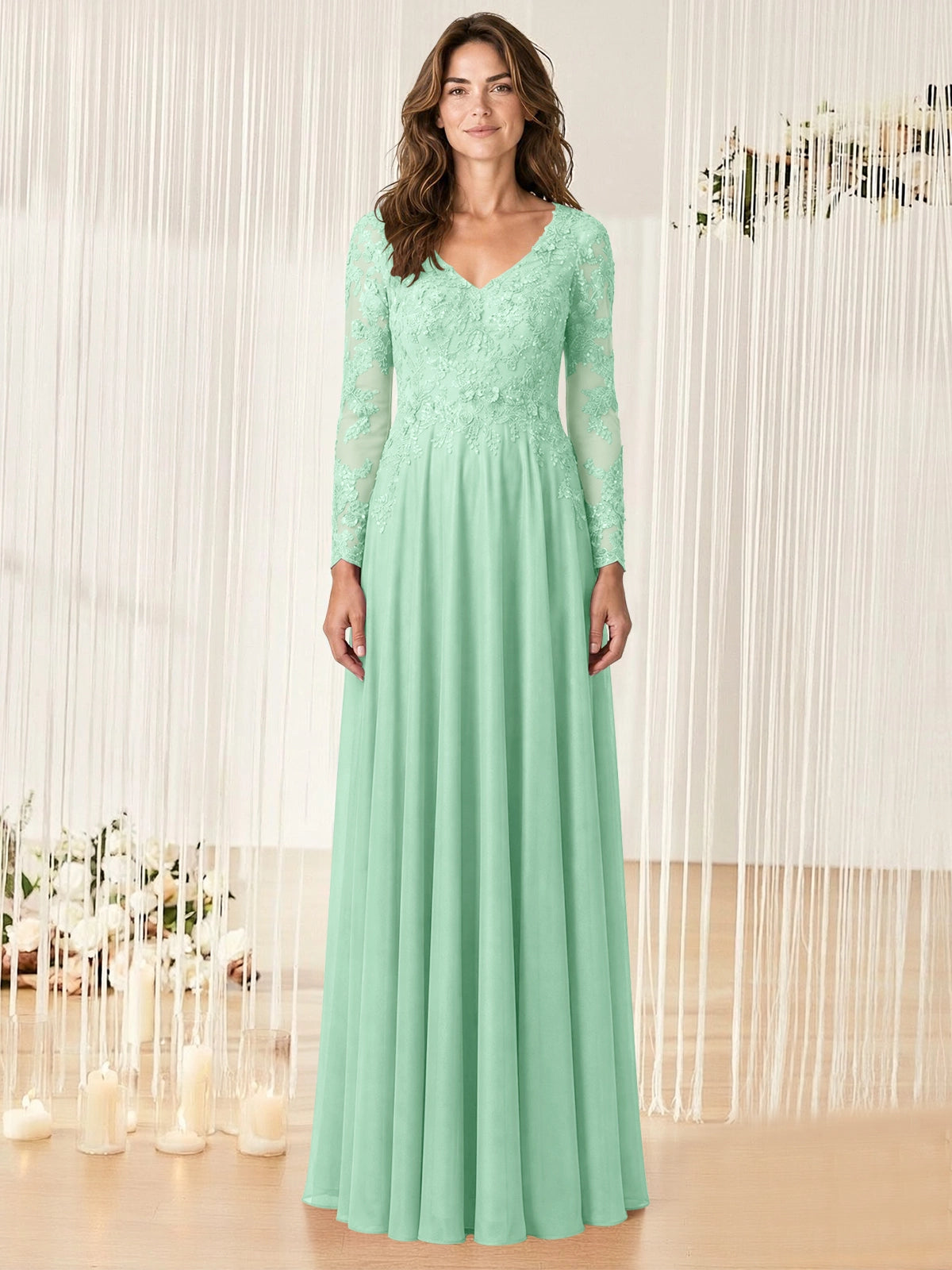 A-line Mother of the Bride Dress with Appliques