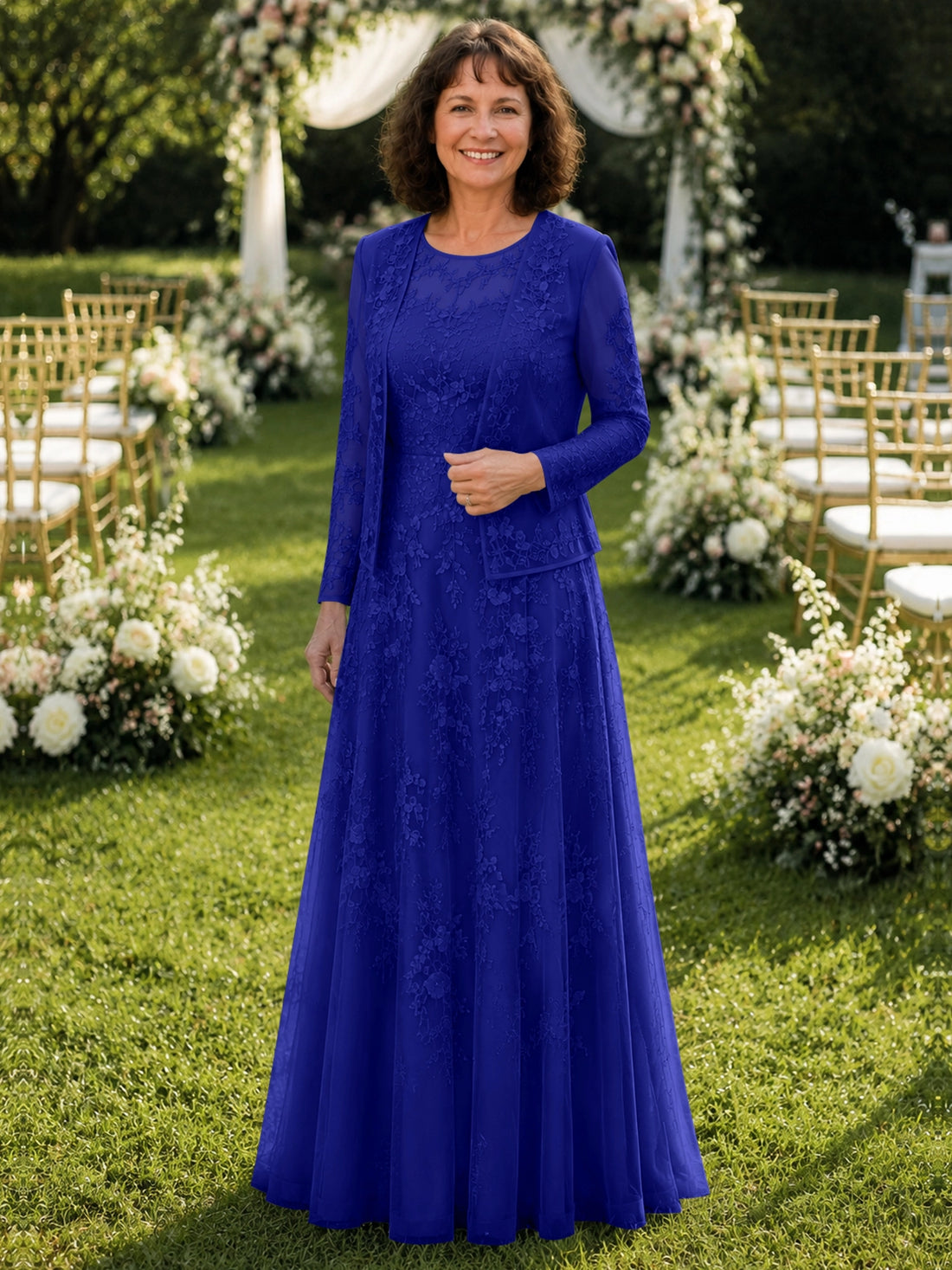 A-line Mother of the Bride Dress with Lace 