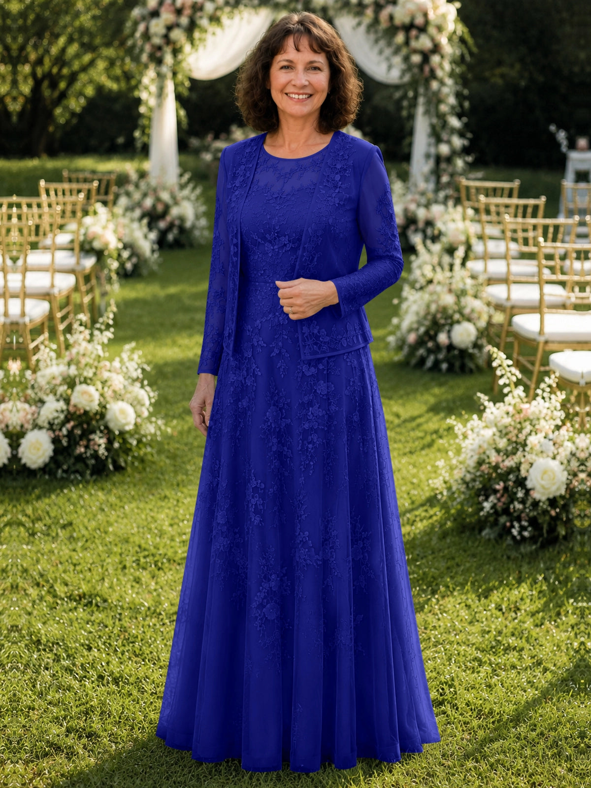 A-line Mother of the Bride Dress with Lace 